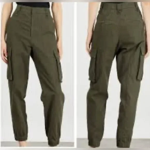 Zadig & Voltaire Pilote Canvas Cargo Jogger pant in olive green 34. NWT